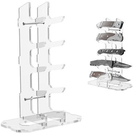 Cosmos Acrylic Knife Display Stand, Pocket Knife Holder EDC Knife Organizer Rack Folding Knife Display Case Multitool Storage Shelf Dagger Stand for Collection, Home Decoration (Transparent Clear)