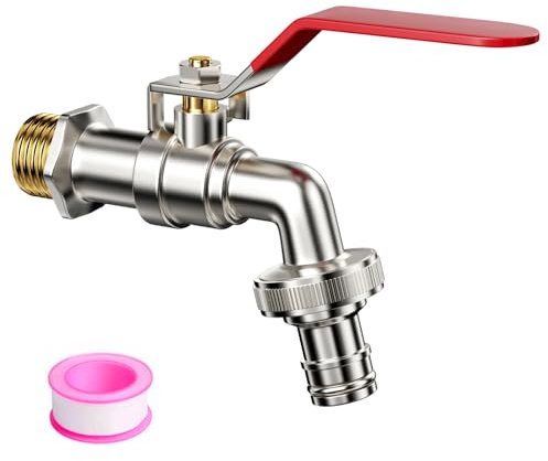 Ghazpmuk Garten Wasserhahn 1/2 Zoll für Den Garten Universal, Kugelauslaufhahn, Aussen Wasserhahn, Außenwasserhahn Aus Messing Rost, für Garten, Waschmaschine, Regentonne