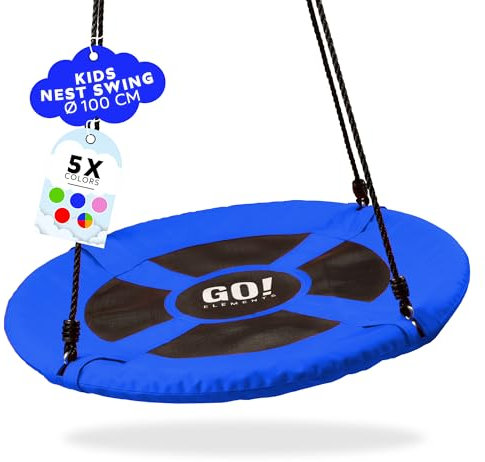 GO!elements altalena a nido | altalena rotonda per bambini e adulti | regolabile in altezza fino a 150 kg | Dimensioni: ø 100 cm, Colore: Blu