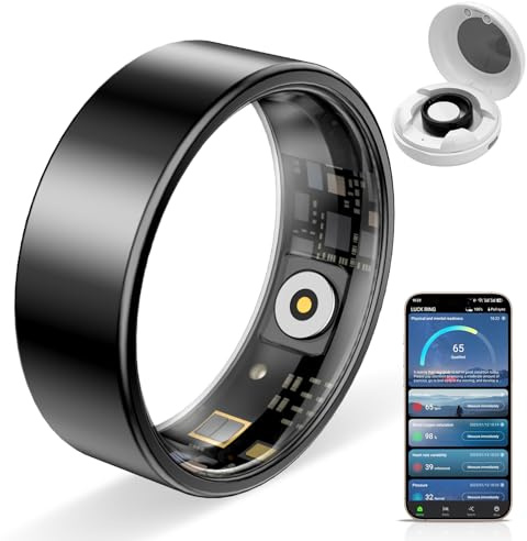 HPLSZCN Anillo Inteligente, rastreador de Actividad física con frecuencia cardíaca, oxígeno en Sangre, estrés, monitoreo del sueño, Seguimiento de Pasos, Resistente al Agua hasta 10 ATM (Negro, 11)
