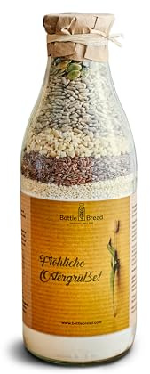 Brotbackmischung Fröhliche Ostergrüße Tulpe Backmischung im Glas Flasche Geschenk Geschenkidee Ostern