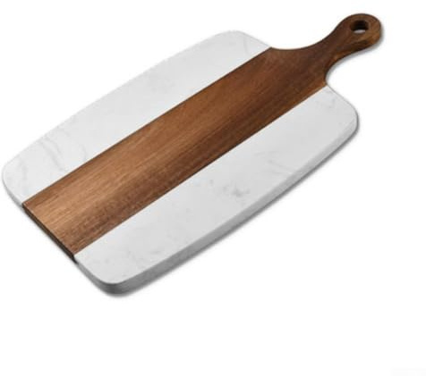 Tabla de cortar queso de madera de mármol 2 en 1, charcutería para cocina, comedor, entretenimiento (A)