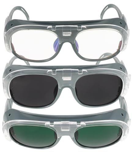 Holibanna Lunettes de Soudage Multi-Usage 3 Paires de Verres Interchangeables Protection Anti-Chocs Anti-Poussière Équipement Sécurité Travail Soudure