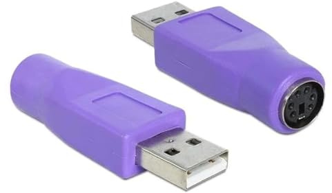 CABLEPELADO Adaptador PS2 a USB para Teclado, Convertidor y Transformador, Hembra a Macho, Morado