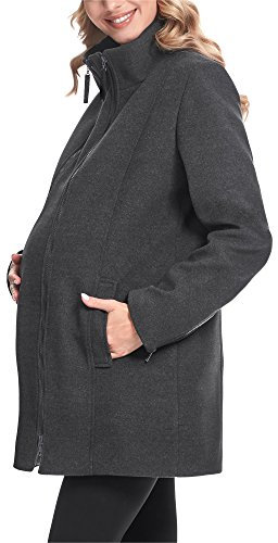 Be Mammy Damen Umstandsmantel Übergangsmantel BE20-174 (Graphite, 38)