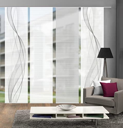 VISION S 4 Schiebegardinen Heights halbtransparent Bambus-Optik 260x60 cm Grau