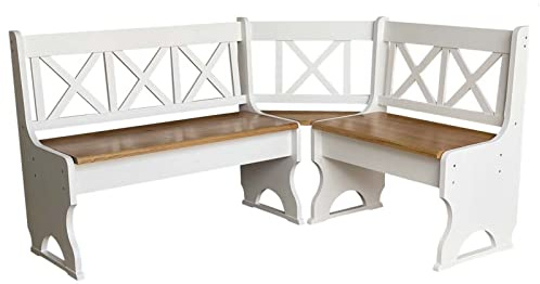 k koma Pino - Panchina angolare in legno massiccio, colore: Bianco/Alder (120 x 150)