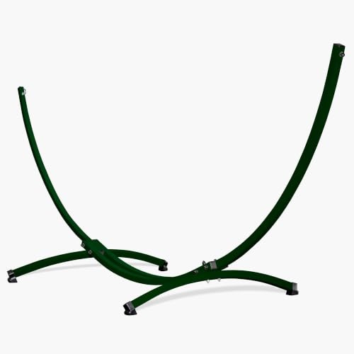 Potenza Supporto per Amaca in Acciaio 370 cm I Struttura Resistente Fino a 220 kg, Antiruggine, per 2 Persone, Ideale per Giardino, Terrazza I Telaio Universale per Amache Grandi, Colore Verde