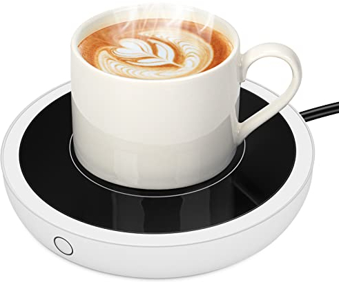 Coffee Mug Warmer, Electric Cup Warmer Smart Hot Plate Warmer Up to 80℃ for Desk,Coffee Warmers with Auto Shut Off & 3 Temperature Settings for Heating Coffee,Tea,Milk,Cocoa (White, No Mug)