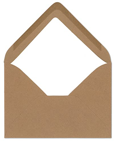 50 DIN B6 Briefumschläge Kraftpapier Braun mit weißem Seidenfutter - 12,5 x 17,5 cm - 120 g/m² Nassklebung Matt ohne Fenster von Ihrem Glüxx-Agent