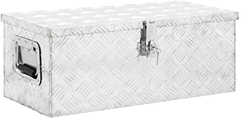 Aufbewahrungsbox, XIAOGUANG Abschließbare Box, Alu Box, Metal Box, Transportkiste, Werkzeugbox, Metallkiste, Alukiste, Silbern 70x31x27 cm Aluminium