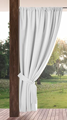 Eurofirany Garden utomhusgardiner med stångfickor – 1 st. Solskydd, insynsskydd, vindtäta, vattentäta, utomhusgardiner för paviljong terrass, pergola balkong, 155 x 200 cm, vit