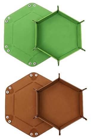 2 tavole pieghevoli a cubo su entrambi i lati, in velluto, pieghevoli, in pelle, per RPG DND Dragons Dadi (verde - marrone)