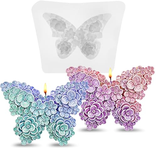 Mabor Stampo in silicone 3D farfalla, 2 pezzi, per candele, farfalle, cioccolato, fai da te, resina epossidica, sapone, fondente, decorazioni torte