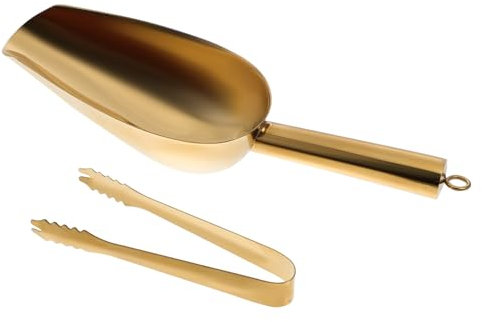 Hoement Pinza Para Pala De Hielo De Acero Inoxidable Dorado, Herramienta Funcional Para Cocina y Bar, Apta Para Manipulación De Alimentos, Diseño Resistente Para Uso Fiestas y Hogar