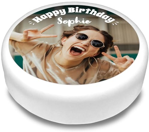 Cakeshop Round Personalised Edible Cake Topper With Custom Text | Custom Image & Text | For Birthdays & Celebrations | Multiple Shapes & Sizes | Icing & Wafer Paper Options