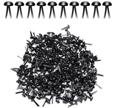LINTRA 300 Pièces Attaches Parisiennes, 8 x 15 mm Scrapbooking Brad à Tête Ronde, Tête Ronde en Métal Mini Brad Pointe, Noir, pour Décoration de Scrapbooking, Journaux Intimes, D’albums Photo