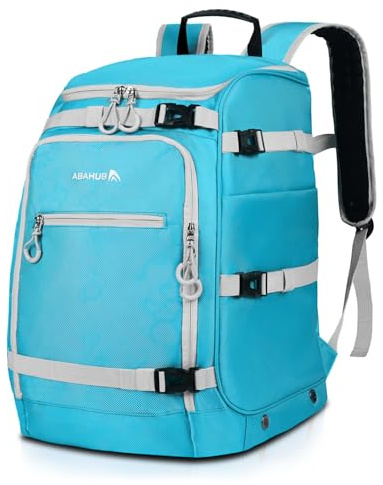 Abahub Ski Boot Bag, 50L 1680D Nylon Water-resistant Padded Ski Boot Backpack for Skis, Snowboard, Ski Helmet & Accessories, Light Blue