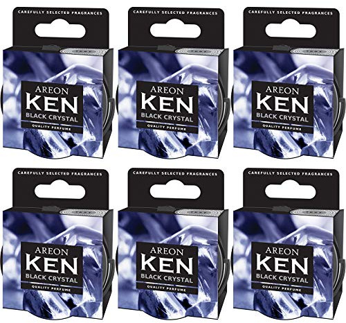 Areon Ken Lufterfrischer Dose Auto Duft Schwarz Kristall Autoduft Duftdose Wohnung Erfrischer 3D Set ( Black Crystal Pack x 6 )