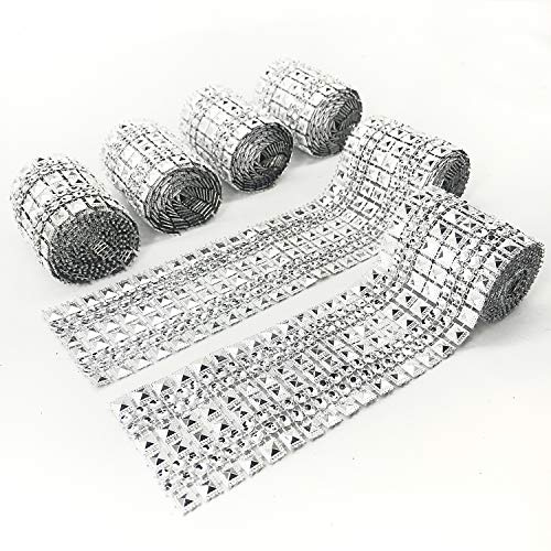 Allazone 6 Righe Nastro di Diamante Acrilico Strass, Nastro adesivo e Anello Autoadesivo per Torte Nuziali, Decorazioni di Compleanno, Doccia Eventi di Bambini e Progetti d’ Arti e di Mestieri