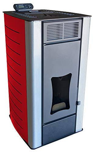 NEMAXX® P18 Pelletofen 18 kW bis 300 m³ – Elektrokamin [WASSERFÜHREND] – mit ECO-Modus, Wi-Fi Ready, Wochen-Timer & Überhitzungsthermostat für effizientes Heizen – Rot