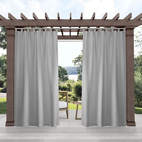 Exclusive Home Cabana - Par de Paneles de Cortinas sólidas para filtrado de luz para Interiores y Exteriores, con Velcro en la Parte Superior, 54 x 144 Pulgadas, Color Gris Nube