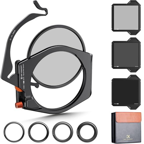 K&F CONCEPT Square ND8 ND64 ND1000, 100mm Filter Holder with Round CPL Kit, Adapter Rings 67mm 72mm 77mm 82mm (X-PRO Series)