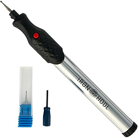 IRON HODL - Gravierstift mit Diamantspitze für Metall, Keramik, Glas gravieren - 2X AAA Batteriebetrieben - Engraving Pen Gravierstift Elektrisch für DIY Schmuck und Schloss Gravur Gerät (blau)