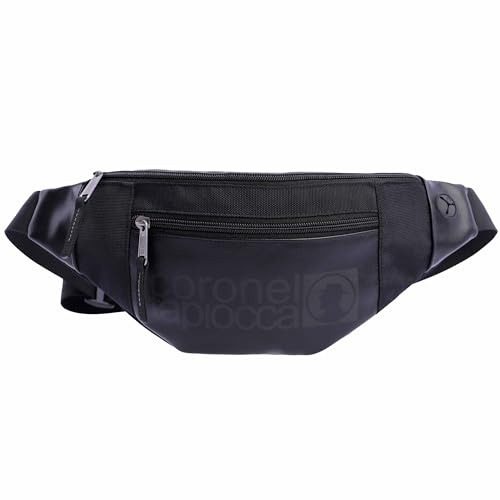 Coronel Tapiocca Riñoneras Hombre - Riñonera Hombre Casual y Multifuncional - Riñonera para Viaje, Trabajo con Gran Capacidad 1 Compartimento y 3 Bolsillos, Negro