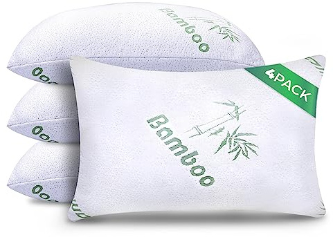 Set di 4 cuscini in memory foam queen size, cuscini rinfrescanti per dormire, schiena, stomaco, per dormire sul fianco, comodi e freschi, in memory foam, confezione da 4 pezzi, in rayon Queen Derivato