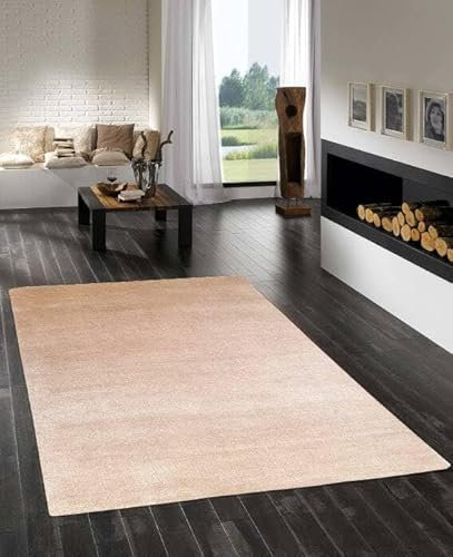 Rug Studios Teppich CALVI | Farbe: Sand | Größe: 170 x 240 cm | Einfarbig | Uni | uni | glamourös | Klassisch | Landhaus | Vintage | Modern | elegant | Einfarbig | Wohnzimmer | Schlafzimmer | strapazi