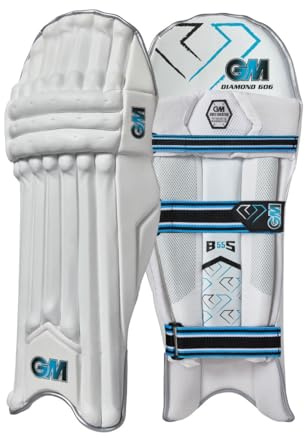 Gunn & Moore GM - Cuscinetti per battuta da cricket, Diamond 606, in cotone tradizionale e bastone, per mancini, 37,5 cm, peso circa 1,58 kg, 1 paio, colore: bianco