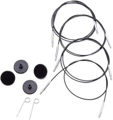KnitPro - KnitPro The Mindful Collection Stainless Steel Black/Silver Fixed Interchangeable Cable for 80cm Needle - 1 Piece