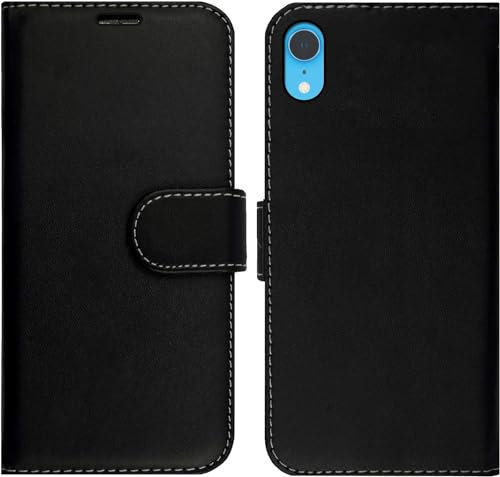 Case Compatible For iPhone XR Phone Case Leather Flip Folio Book Wallet Stand Shockproof Cover Black