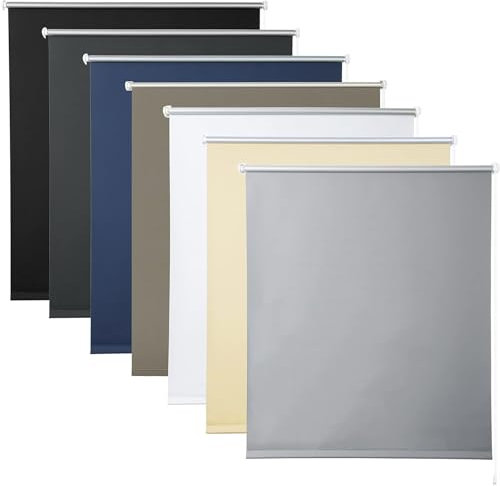 WOLTU Verdunklungsrollo ohne Bohren Grau 90x120cm (BxH), Thermorollo Klemmfix Fensterrollo Seitenzugrollo easyfix Verdunkelung Rollos Sichtschutz und Sonnenchutz, Klemmrollo für Fenster & Tür