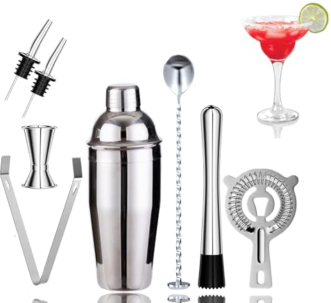 DIVID® Cocktail Set 8 Teilig| Shaker inkl Zubehör| Premium Barkeeper Set für Zuhause| Bar| Party| 750ml Shaker
