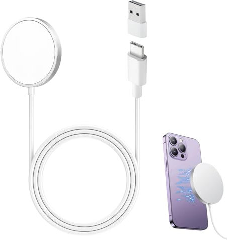 Chargeur sans fil Magsafe - Chargeur magnétique sans fil - Station de charge inductive compatible avec iPhone 16/15/14/13/12 AirPods Pro, 15 W - Technologie de charge rapide USB C