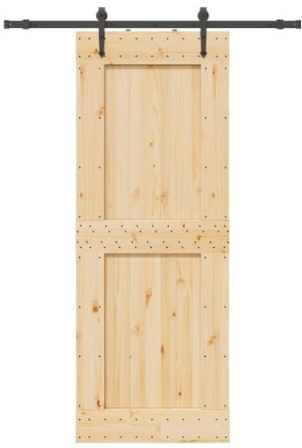 vidaXL Puerta corredera con herrajes madera maciza de pino 85x210 cm