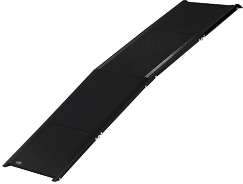 PawHut Vikbar hundramp i aluminiumlegering, trappa med halkfri yta, lätt att bära, bilramp för stora hundar, 158 x 43,5 x 2,5 cm, svart