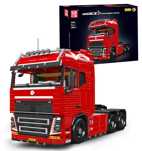 Mould King 19015 Technik Truck Tractor Construction Kit, Remote Controlled MOC Model with App Control, Pneumatic Function, 4608 Pieces Truck Building Blocks for Adults and Teenagers from 14 Years