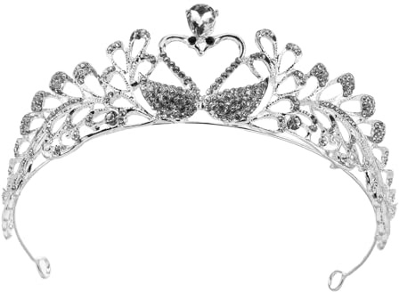 Sewroro Tiare de Mariée Argentée en Cristal Motif Cygne et Cœur, Couronne Légère pour Coiffure de Mariage, Accessoires Élégants pour Fiançailles et Fêtes, Bijoux Cheveux Femme