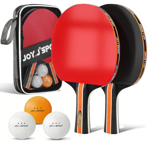 Bordtennisracket set, 2 bordtennisracket med 3-stjärniga bordtennisbollar och bärväska, bordtennisracket set för inomhus och utomhus, perfekt för familj, fritid och träning