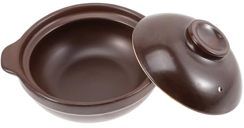 Milisten Olla de Barro para Cocinar Tapa, Cazuela Resistente a Altas Temperaturas para Estofado y Sopa, Utensilio Multifuncional para Uso Doméstico y Comercial