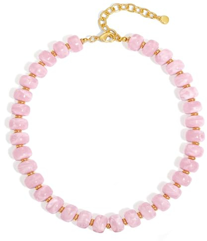 LILIE&WHITE Pink Resin Chunky Beaded Necklace for Women