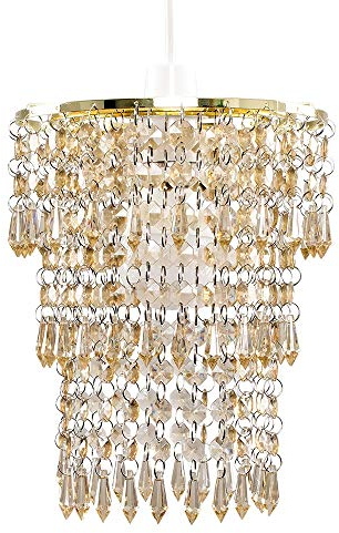 MiniSun | Modern Gold and Champagne Jewel Acrylic Bead Ceiling Light Shade | Pendant Lights, Home Décor & Improvement Essential | 200mm Shade Width