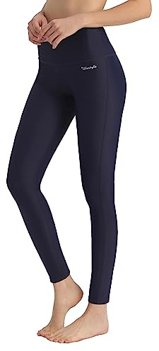 Ubestyle Pantalones de natación de cintura alta para mujer con protección solar UPF 50+ Leggings de natación Mallas de baño Camisas de protección solar, Azul marino, XXL