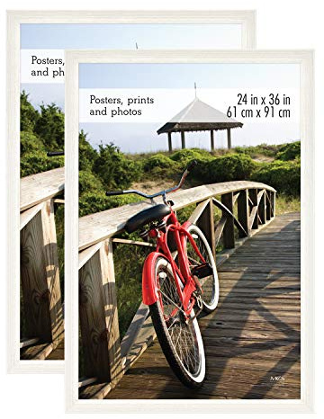 MCS Museum Poster Frame 24x36 White, Vertical & Horizontal Wall Hanging Large Picture Frame for Photos, Posters & Art Prints (2-Pack)