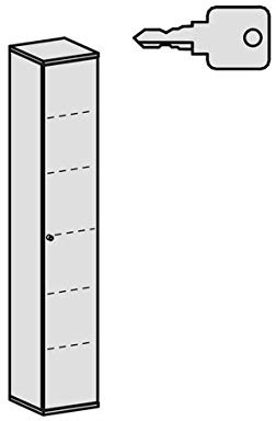 Flügeltürenschrank, 5 Dekor-Einlegeböden, abschließbar, Schloss links, 400x425x2304, Weiß/Ahorn