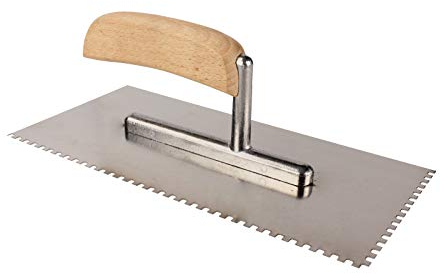 VONLIS Zahnkelle Zahnspachtel Glättkelle Fliesen Traufel Fliesenkelle mit Holzgriff 4 x 4 mm