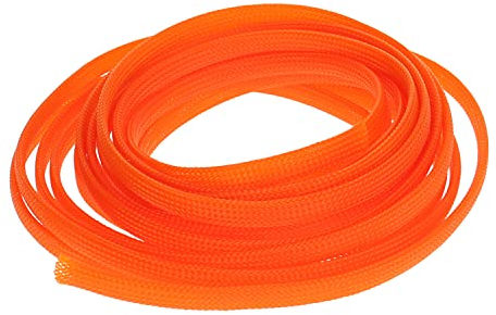 Heyiarbeit 5m/16.4ft PET Expandable Braided Sleeving 5/16-inch Width Flexible Wire Mesh Sleeve for USB Cable Power Cord Audio Video Cable - Protect Cat from Chewing Cords - Orange